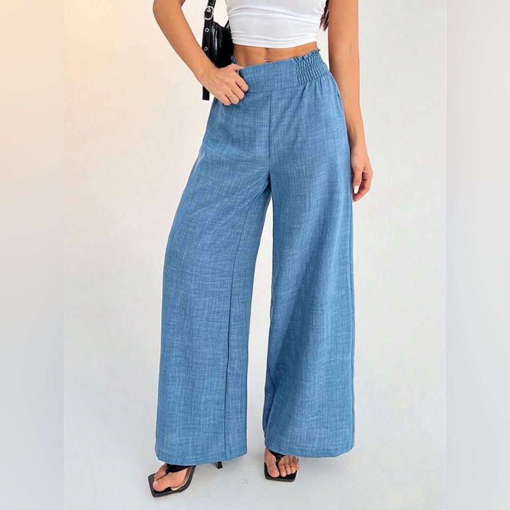 SHEIN Blue Wide-Leg Pants